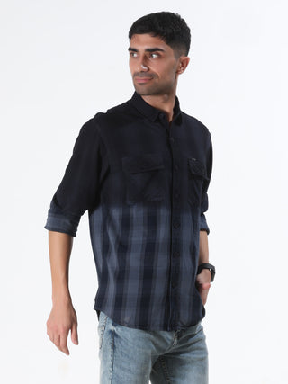 Charcoal Grey Shaded Stripes Shirt - model_poseposition_of_shirtporduct_type