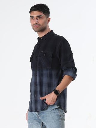 Charcoal Grey Shaded Stripes Shirt - model_poseposition_of_shirtporduct_type
