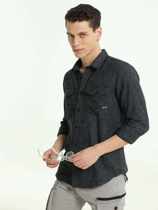 Charcoal Grey Voyager Shirt - model_poseposition_of_shirtporduct_type