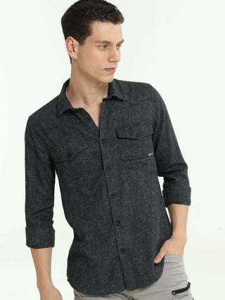 Charcoal Grey Voyager Shirt - model_poseposition_of_shirtporduct_type
