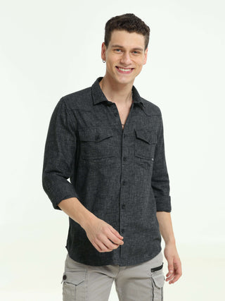 Charcoal Grey Voyager Shirt - model_poseposition_of_shirtporduct_type