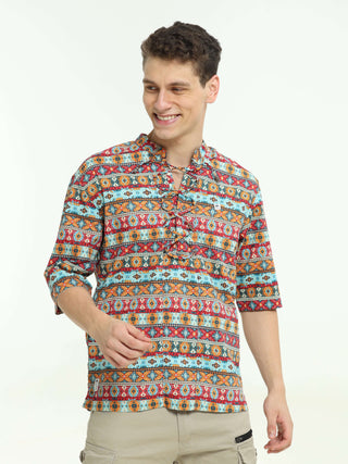 Chromatic Bloom Multi Drop Shoulder Kurta - model_poseposition_of_shirtporduct_type