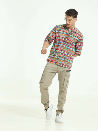 Chromatic Bloom Multi Drop Shoulder Kurta - model_poseposition_of_shirtporduct_type