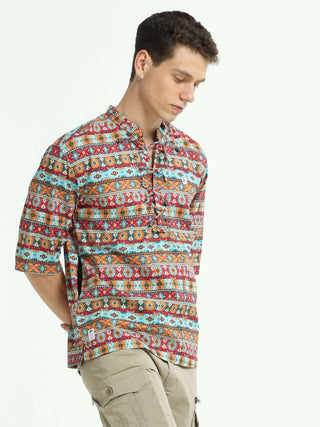 Chromatic Bloom Multi Drop Shoulder Kurta - model_poseposition_of_shirtporduct_type