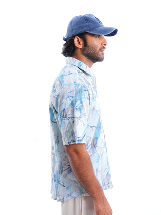 Coastal Splash Sky Blue Ribbed Shirt - model_poseposition_of_shirtporduct_type