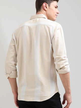 Cream & White Pure Cotton Shirt - model_poseposition_of_shirtporduct_type