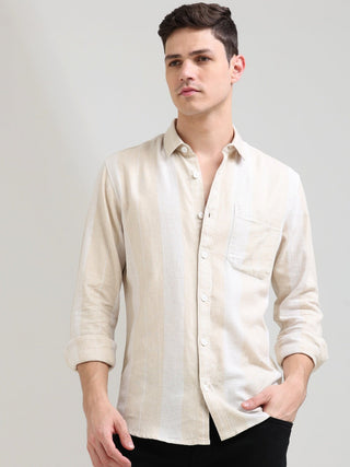 Cream & White Pure Cotton Shirt - model_poseposition_of_shirtporduct_type