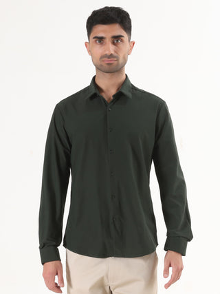 Dark Green Full Sleeve Shirt - Men's Semi Casual - model_poseposition_of_shirtporduct_type