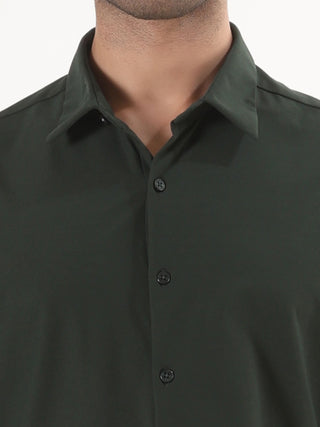 Dark Green Full Sleeve Shirt - Men's Semi Casual - model_poseposition_of_shirtporduct_type