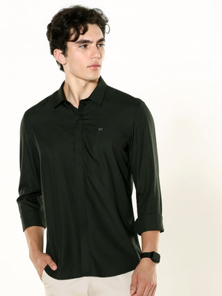 Dark Green Seamless Solid Shirt - model_poseposition_of_shirtporduct_type