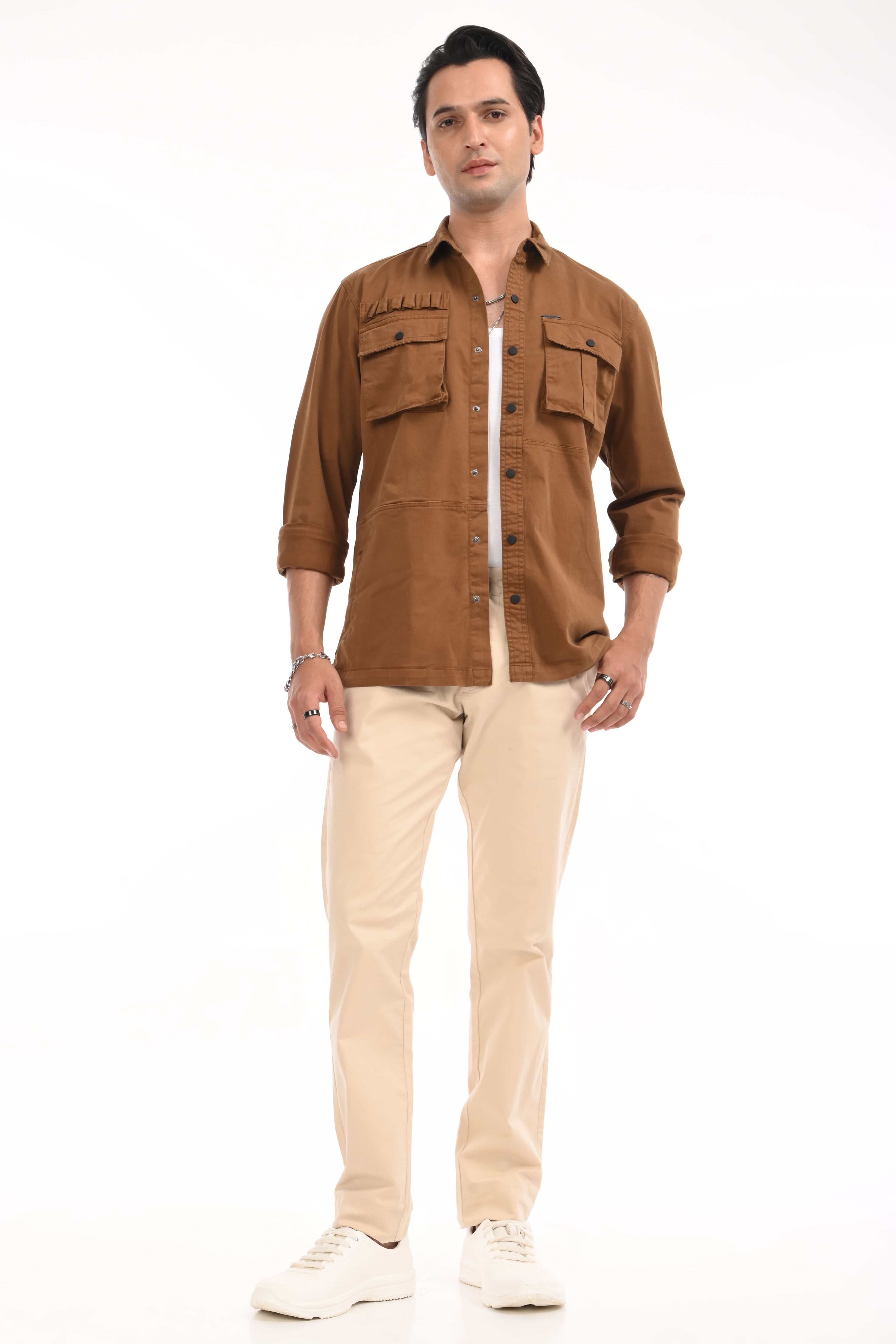 Dessert Brown Cargo Shirt - model_poseposition_of_shirtporduct_type