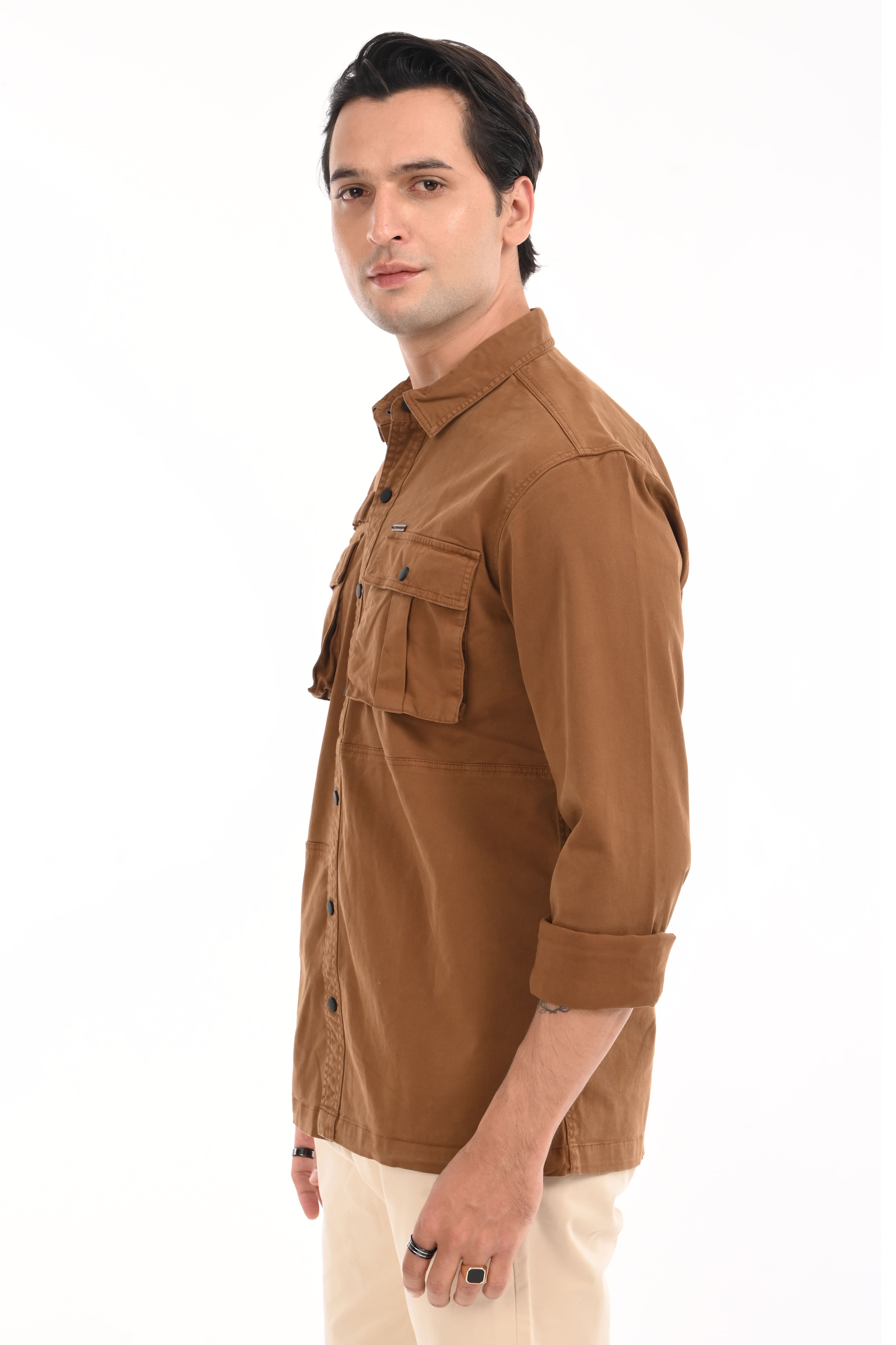 Dessert Brown Cargo Shirt - model_poseposition_of_shirtporduct_type