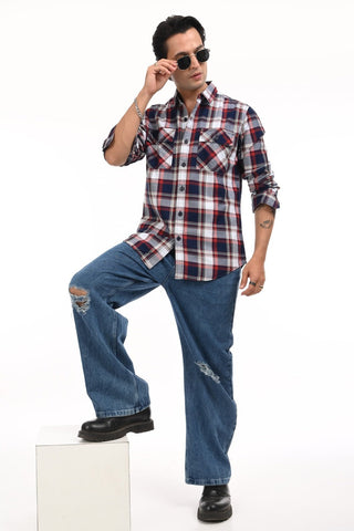 Double Pocket Checked Shirt - model_poseposition_of_shirtporduct_type