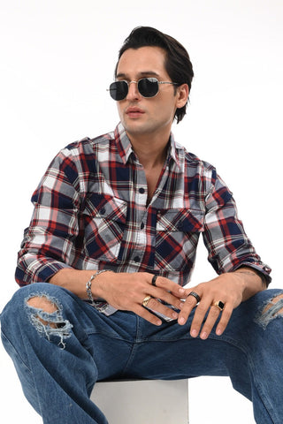 Double Pocket Checked Shirt - model_poseposition_of_shirtporduct_type