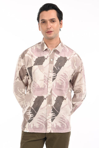 Dusk Terrain Printed Cotton Oversized Shirt - model_poseposition_of_shirtporduct_type