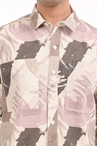 Dusk Terrain Printed Cotton Oversized Shirt - model_poseposition_of_shirtporduct_type