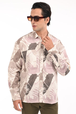 Dusk Terrain Printed Cotton Oversized Shirt - model_poseposition_of_shirtporduct_type