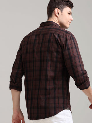 Dusky Carnelian Chocolate Semi Corduroy Shirt - model_poseposition_of_shirtporduct_type