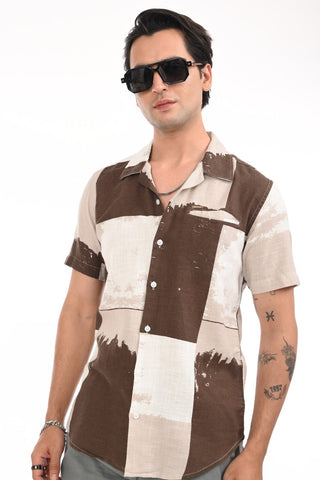 Dusty Brown Digital Printed Casual Shirt - model_poseposition_of_shirtporduct_type