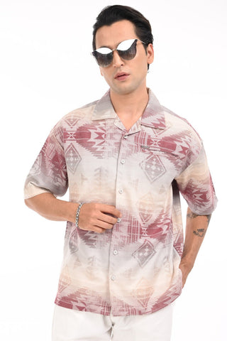 Eclipse Mirage Purple Printed Oversized Shirt - model_poseposition_of_shirtporduct_type