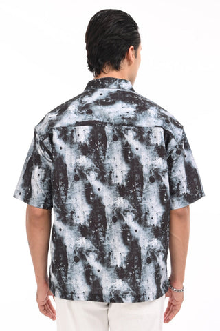 Electric Blue Digital Print Oversized Shirt - model_poseposition_of_shirtporduct_type