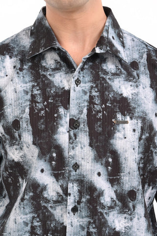 Electric Blue Digital Print Oversized Shirt - model_poseposition_of_shirtporduct_type