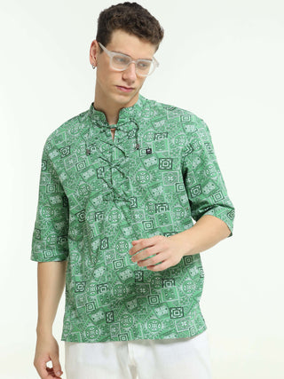 Emerald Green Drop Shoulder Kurta - model_poseposition_of_shirtporduct_type