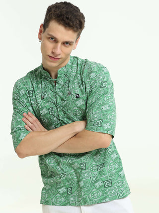 Emerald Green Drop Shoulder Kurta - model_poseposition_of_shirtporduct_type