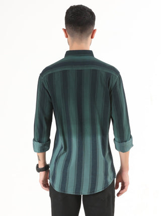 Emerald Green Shaded Stripes Shirt - model_poseposition_of_shirtporduct_type
