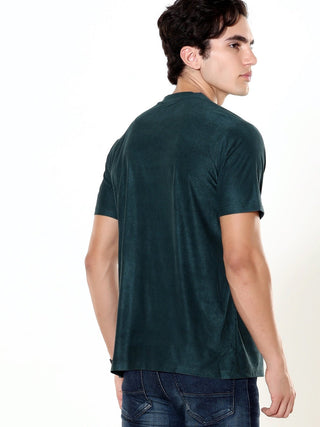 Emerald Luxe Dark Green Velvet T-Shirt - model_poseposition_of_shirtporduct_type