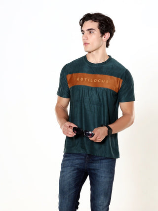 Emerald Luxe Dark Green Velvet T-Shirt - model_poseposition_of_shirtporduct_type