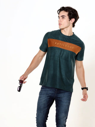 Emerald Luxe Dark Green Velvet T-Shirt - model_poseposition_of_shirtporduct_type
