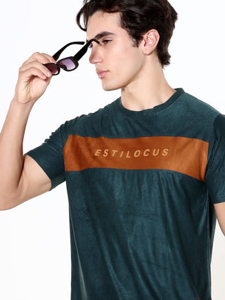 Emerald Luxe Dark Green Velvet T-Shirt - model_poseposition_of_shirtporduct_type