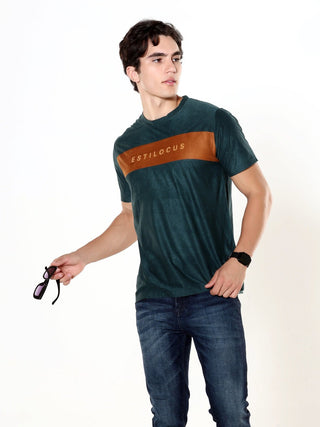 Emerald Luxe Dark Green Velvet T-Shirt - model_poseposition_of_shirtporduct_type