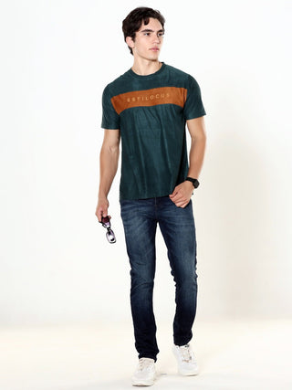 Emerald Luxe Dark Green Velvet T-Shirt - model_poseposition_of_shirtporduct_type