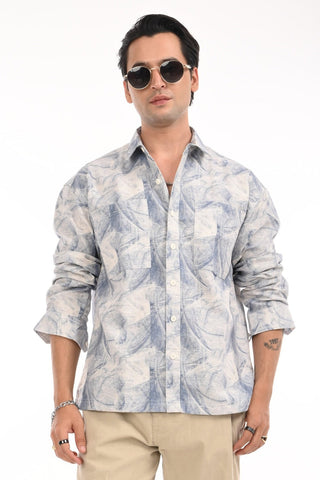 Enigmatic Blue Oversized Cotton Shirt - model_poseposition_of_shirtporduct_type