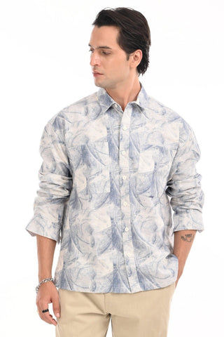 Enigmatic Blue Oversized Cotton Shirt - model_poseposition_of_shirtporduct_type