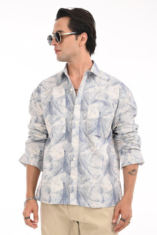 Enigmatic Blue Oversized Cotton Shirt - model_poseposition_of_shirtporduct_type
