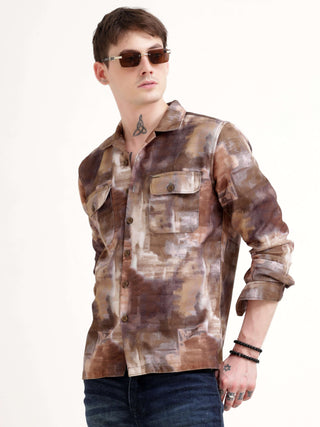 Enigmatic Multi Splash Brown Overshirt - model_poseposition_of_shirtporduct_type