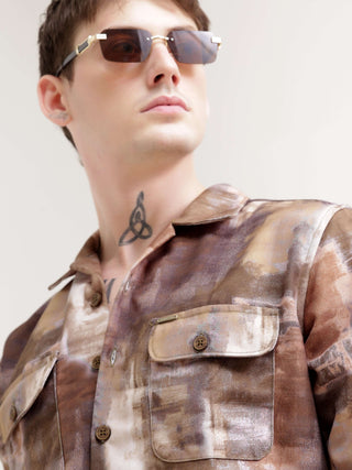Enigmatic Multi Splash Brown Overshirt - model_poseposition_of_shirtporduct_type
