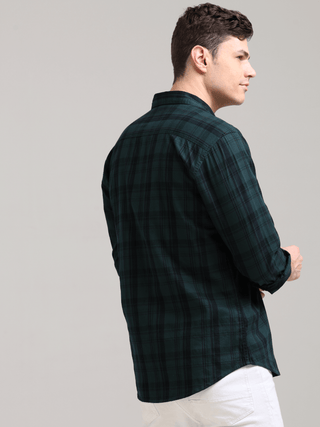 Dusky Green Semi Corduroy Shirt shop online at Estilocus. 100% Cotton • Full-sleeve check shirt• Cut and sew placket• Regular collar• Double button edge cuff• Double pocket with flap• Curved bottom hemline .• All double needle construction, finest quality