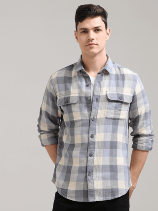 Lavender Nova Cream Casual Check Shirt shop online at Estilocus. 100% Cotton • Full-sleeve check shirt• Cut and sew placket• Regular collar• Double button edge cuff• Double pocket with flap• Curved bottom hemline .• All double needle construction, finest