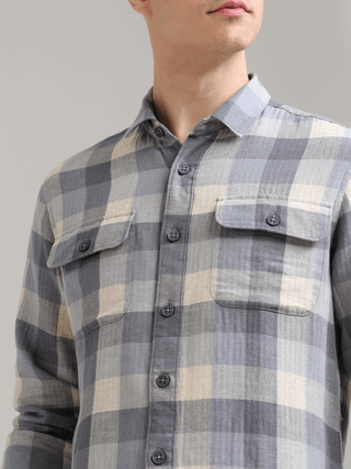 Lavender Nova Cream Casual Check Shirt shop online at Estilocus. 100% Cotton • Full-sleeve check shirt• Cut and sew placket• Regular collar• Double button edge cuff• Double pocket with flap• Curved bottom hemline .• All double needle construction, finest