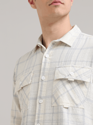 Pure Cotton white Spread Collar Check Shirt shop online at Estilocus. 100% Cotton • Full-sleeve check shirt• Cut and sew placket• Regular collar• Double button edge cuff• Double pocket with flap• Curved bottom hemline .• All double needle construction, fi