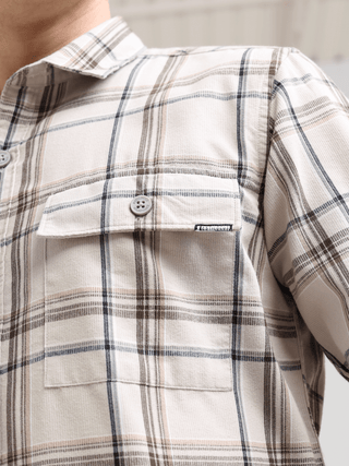 Coffee Cream Casual Check Shirt shop online at Estilocus. 100% Cotton • Full-sleeve check shirt• Cut and sew placket• Regular collar• Double button edge cuff• Double pocket with flap• Curved bottom hemline .• All double needle construction, finest quality