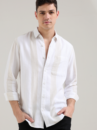 Pure cotton white&cream Casual shirt shop online at Estilocus. 100% Pure Cotton 90% LESS WATER USAGE LOWER CARBON EMISSION NO HARMFUL DYES ON YOUR SKIN NO SYNTHETIC PESTICIDES IN OUR SOIL • Full-sleeve check shirt• Cut and sew placket• Regular collar• Dou