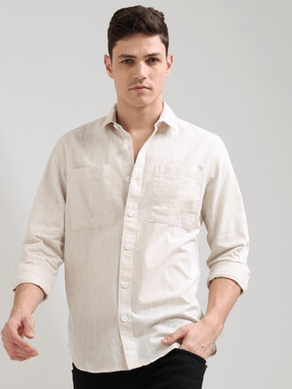 Pure Cotton white Stripes Casual Shirt shop online at Estilocus. 100% cotton; full-sleeve check shirt; Cut and sew placket; Regular collar; Double button edge cuff; Double pocket; curved bottom hemline; all double needle construction, finest quality sewin