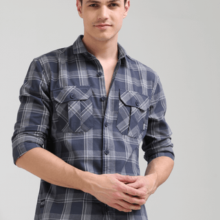 Napoleon grey off-white casual check shirt shop online at Estilocus. 100% Cotton • Full-sleeve check shirt• Cut and sew placket• Regular collar• Double button edge cuff• Double pocket with flap• Curved bottom hemline .• All double needle construction, fin