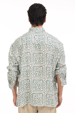 Evergreen Bold Print Oversized Shirt - model_poseposition_of_shirtporduct_type