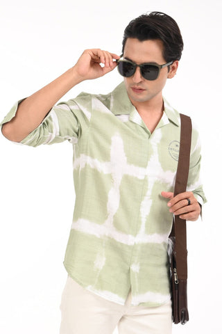 Flash Green Printed Kurta Style Shirt - model_poseposition_of_shirtporduct_type